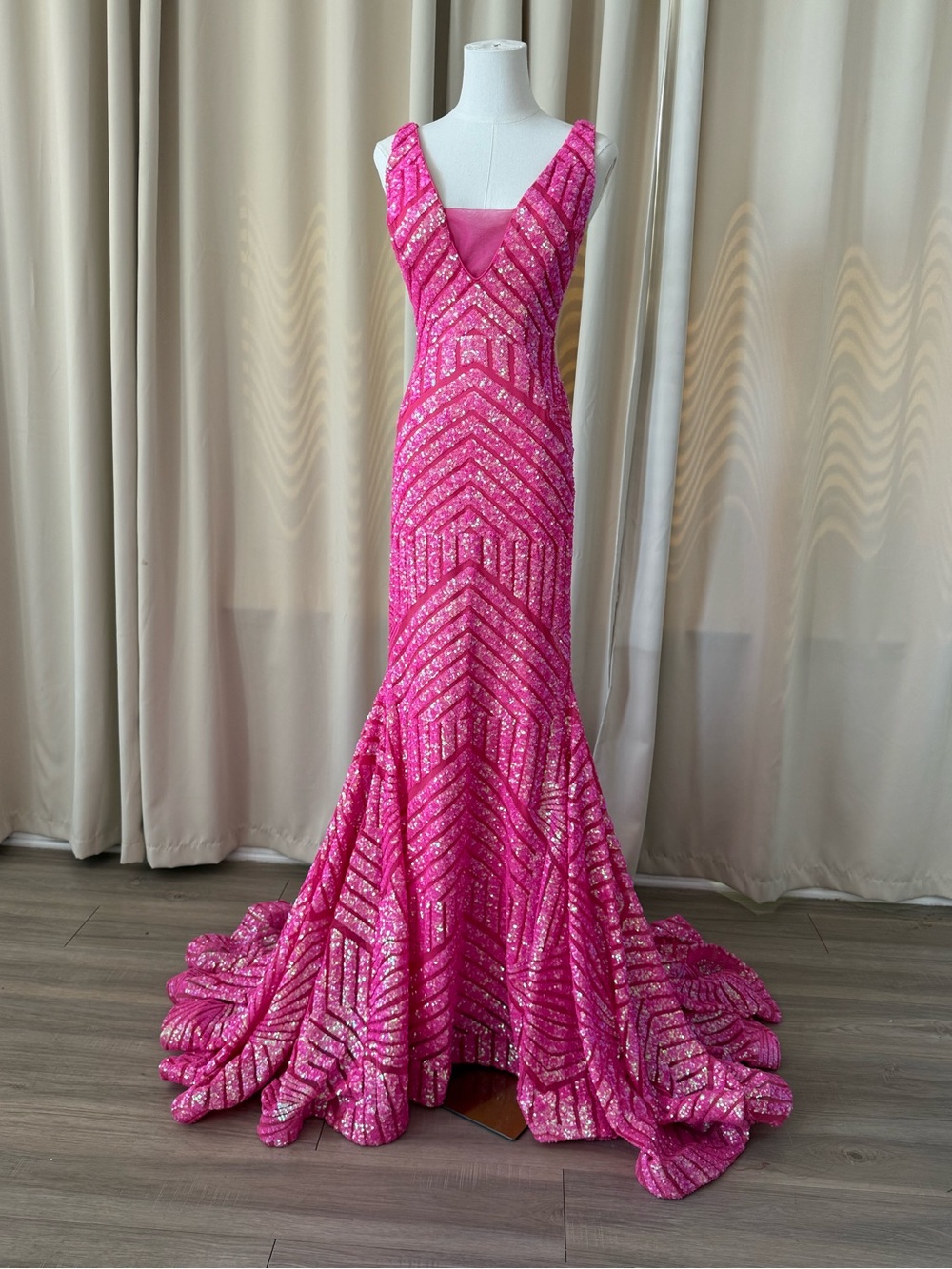 Jovani Mermaid Sequin Pattern Prom Dress